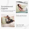 A collage of images showing a light green wedge pillow in use and its features. Náhled obrázku produktu