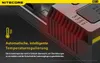 Close-up of a battery charger with text overlay highlighting its temperature regulation feature. Produktbild-Vorschau