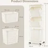 Product dimensions are shown for a multi-tiered laundry basket organizer. Produktbild-Vorschau