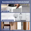 A collage of three images showcasing different features of an air purifier: integrated handle, practical cable winding, and compact design within a closet. Anteprima dell’immagine prodotto