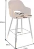 A bar stool with dimensions indicated by measurement lines and text. Produktbild-Vorschau