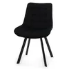 A black upholstered chair with tufted detailing and black metal legs, presented against a white background. Podgląd zdjęcia produktu