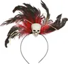 Voodoo Hexe Halloween Haarreif Mit Totenkopf Federn Produktbild-Vorschau 3