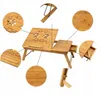 A collage of close-up shots and a main image of a bamboo laptop table. Produktbild-Vorschau
