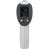 A digital infrared thermometer with a screen displaying temperature readings. Produktbild-Vorschau