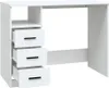 A white desk with three drawers and an open shelf. Produktbild-Vorschau