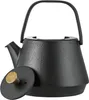 A black cast iron teapot with a brass knob on its lid, shown on a white background. Voir les images du produit