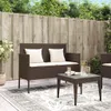vidaXL Záhradná lavica s vankúšmi Brown Poly Rattan Náhľad obrázku produktu 3