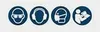 Four circular safety icons showing required personal protective equipment. Produktbild-Vorschau