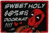 A doormat with Deadpool's face and text. Produktbild-Vorschau