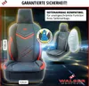 A car seat cover with promotional text and graphics. Produktbild-Vorschau