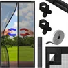 A collage showing a magnetic screen door and its accessories. Produktbild-Vorschau