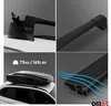 Collage of images showing car roof racks and a cargo box. Voir les images du produit