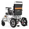 A close-up, rear-side view of a silver and black electric wheelchair against a plain white background. Náhľad obrázku produktu