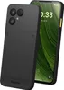 A black smartphone with a green abstract wallpaper on its screen, shown from a diagonal angle. Produktbild-Vorschau