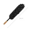 A black duster with a wooden handle is shown against a white background, with a measurement line indicating its length. Náhled obrázku produktu