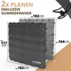 Two tarpaulins for a firewood rack, shown with dimensions. Produktbild-Vorschau
