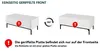 Two identical white cabinets are shown from different angles, with one having a ribbed front and the other a smooth front. Text and icons explain that the ribbed panel is only on the front. Náhled obrázku produktu