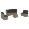 8-tlg. Garten-Sofagarnitur mit Kissen Grau Poly Rattan Produktbild-Vorschau 1