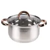 A stainless steel pot with a glass lid and gold-colored handles is shown against a white background. Náhľad obrázku produktu