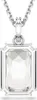A close-up studio shot of a silver necklace with a large, clear octagonal pendant. Produktbild-Vorschau