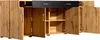 A wooden sideboard with black drawers and gold handles, shown with its doors and drawers open. Anteprima dell’immagine prodotto