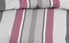 A close-up view of a striped duvet cover and pillowcase. Produktbild-Vorschau