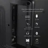 A close-up view of the back panel of a television, showcasing various ports and connection types with accompanying text descriptions and icons. Produktbild-Vorschau