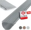 A product shot of gutter guards with a label indicating size and origin. Produktbild-Vorschau
