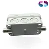 A light gray junction box with three circular openings on top, shown from a slightly angled front view on a white background. Podgląd zdjęcia produktu