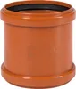 A close-up studio shot of an orange PVC pipe fitting with a black rubber seal. Náhľad obrázku produktu