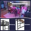A loft bed with a desk and chair setup, featuring LED lighting and storage. Náhled obrázku produktu