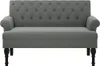 A grey loveseat with tufted back and black legs against a white background. Produktbild-Vorschau