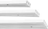 Three white plastic curtain rods of varying lengths are stacked on a white background. Produktbild-Vorschau