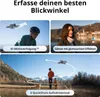Collage of images showcasing drone features like subject tracking, glamour effects, and quick shot modes. Produktbild-Vorschau