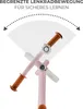 Close-up of a pink balance bike handlebar with brown grips, illustrating limited steering movement. Náhľad obrázku produktu