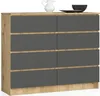 Akord Cassettiera Con Cassetti Rovere/Grigio Grafite Anteprima dell’immagine prodotto 1
