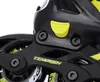 A close-up view of a black inline skate with yellow accents. Produktbild-Vorschau