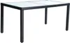 A black rattan dining table with a glass top, shown from a front-side angle against a white background. Produktbild-Vorschau
