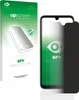 A product package for a phone screen protector is shown next to a phone with the screen protector applied. Produktbild-Vorschau