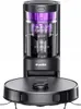 A black Eureka robot vacuum cleaner with its charging and self-emptying station. Produktbild-Vorschau