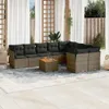 Design 10-tlg. Garten-Sofagarnitur mit Kissen Grau Poly Produktbild-Vorschau 1