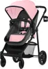 A pink and gray stroller is shown against a white background. Produktbild-Vorschau