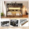 Hochbett 90 x 200 cm, Metallbett mit LED-Licht, Ablagebord, Produktbild-Vorschau 10