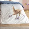 Estella Mako-Satin Bettwäsche 135x200 City Lama Sterne blau Produktbild-Vorschau 9