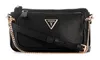 A black Guess handbag with a gold chain strap is shown against a white background. Produktbild-Vorschau
