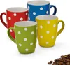Joli set de 4 tasses à café en céramique 250 ml, uni à pois Voir les images du produit 1