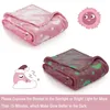 Collage of two glow-in-the-dark blankets and cartoon illustrations related to sleep and light. Produktbild-Vorschau