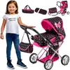 Kinderplay kočárek pro panenky 3v1, Černý/fialové Náhled obrázku produktu 1