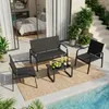Mondeer Gartenmöbel-Set 4-teilig, Sitzgruppe mit Armlehnen Produktbild-Vorschau 3